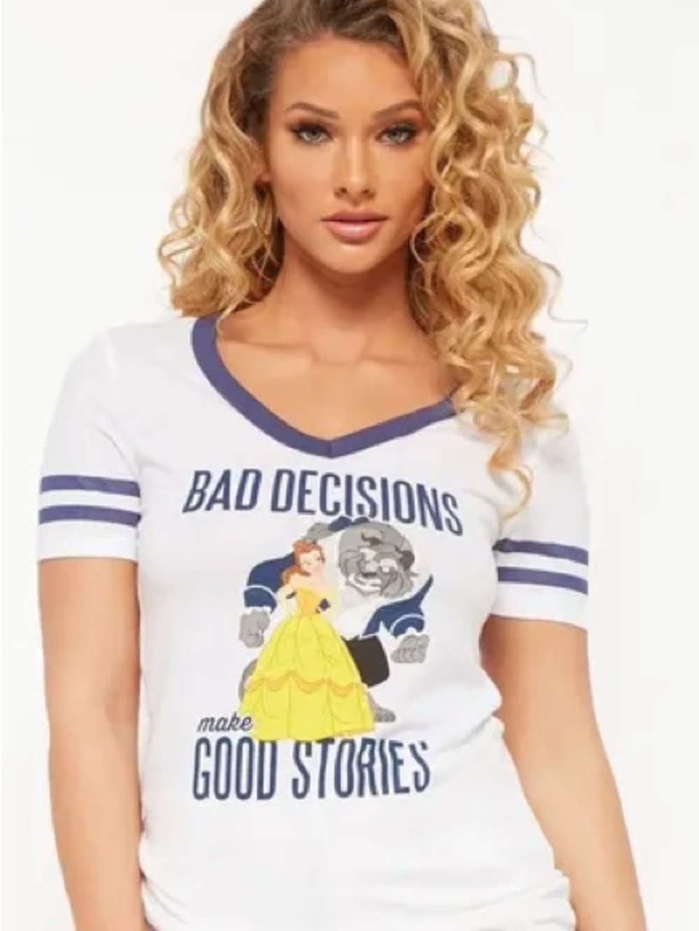 DISNEY BEAUTY AND THE BEAST BAD DECISIONS GOOD STORIES SHIRT SIZE XS